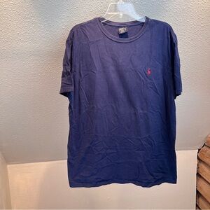 POLO BY RALPH LAUREN 100% Cotton Tee w/Shirt Sleeves. Navy Blue/Red Logo  Medium